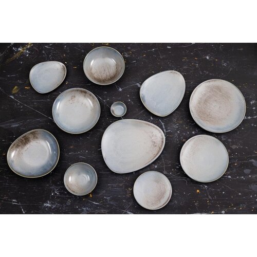 Olympia Miska z porcelany 548 ml, Ø230x(h)47 mm, Olympia Ember Blue FU174, szara (4 szt.)
