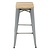 Bolero Taboret barowy z drewnianym siedziskiem 760 mm, Bolero Bistro GM638, szary (4 szt.)