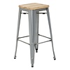 Bolero Taboret barowy z drewnianym siedziskiem 760 mm, Bolero Bistro GM638, szary (4 szt.)