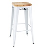 Bolero Taboret barowy z drewnianym siedziskiem 760 mm, Bolero Bistro DW739, biały (4 szt.)
