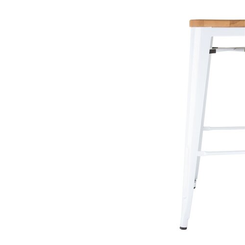 Bolero Taboret barowy z drewnianym siedziskiem 760 mm, Bolero Bistro DW739, biały (4 szt.)