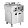 Buffalo Frytownica elektryczna 2-komorowa stacjonarna 16L, 12kW, Buffalo SA782, 400V na podstawie szafkowej z kranem spustowym