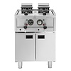 Buffalo Frytownica elektryczna 2-komorowa stacjonarna 16L, 12kW, Buffalo SA782, 400V na podstawie szafkowej z kranem spustowym
