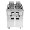 Buffalo Frytownica elektryczna 2-komorowa stacjonarna 16L, 12kW, Buffalo SA782, 400V na podstawie szafkowej z kranem spustowym