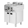 Buffalo Frytownica elektryczna 2-komorowa stacjonarna 16L, 12kW, Buffalo SA782, 400V na podstawie szafkowej z kranem spustowym