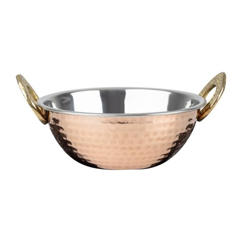 Olympia Miedziana miska z mosiężnymi uchwytami 400 ml, 170x137x(h)51 mm, Olympia HY128 Olympia Miedziana miska z mosiężnymi uchwytami 400 ml, 170x137x(h)51 mm, Olympia HY128