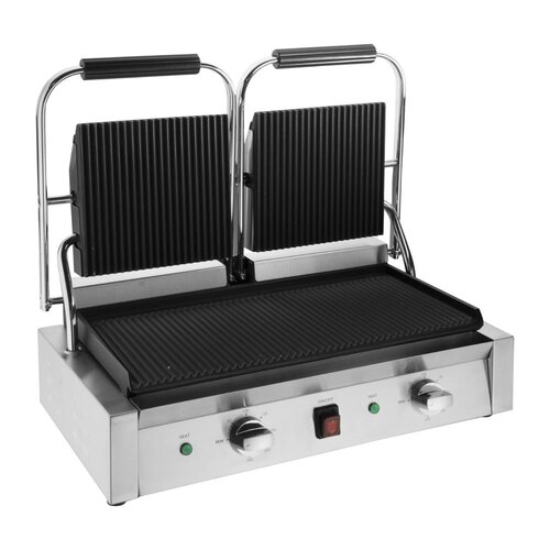 Buffalo Grill kontaktowy podwójny ryflowany, 2.9kW, 230V, 300°C, Buffalo CU604