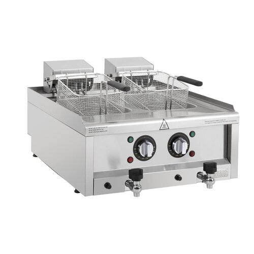 Buffalo Frytownica elektryczna 2-komorowa nastawna 16L, 12kW, Buffalo CU477, 400V z kranem spustowym Buffalo Frytownica elektryczna 2-komorowa nastawna 16L, 12kW, Buffalo CU477, 400V z kranem spustowym