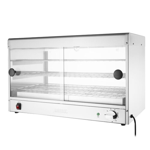 Buffalo Nablatowa witryna grzewcza 30 do 90°C, 650W, z prostą szybą Buffalo CJ559, 363x744x(h)433 mm