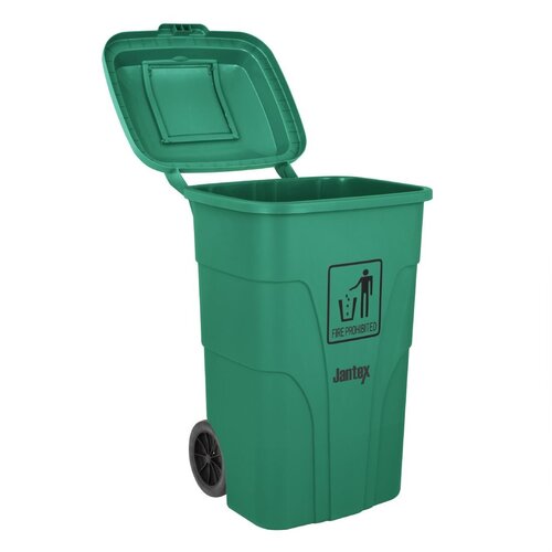 Jantex 2-kołowy duży pojemnik na odpady z obrotową pokrywą 120L z polipropylenu, Jantex HC924, zielony Jantex 2-kołowy duży pojemnik na odpady z obrotową pokrywą 120L z polipropylenu, Jantex HC924, zielony