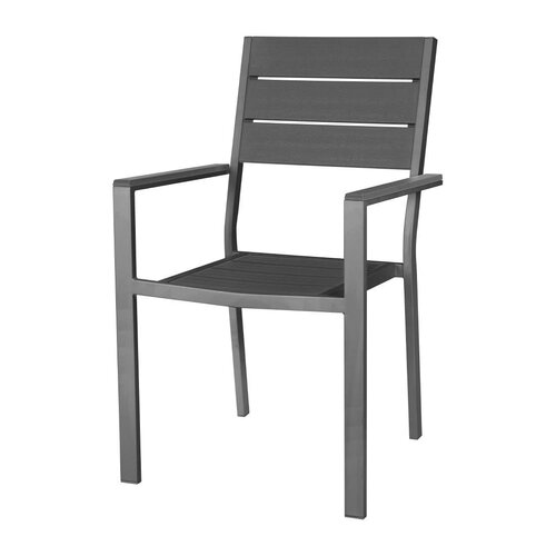 Bolero Krzesła z podłokietnikami 890 mm, do użytku zewnętrznego i wewnętrznego, Bolero Valletta HZ022, szare (4 szt.)