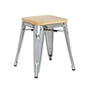 Bolero Niski taboret barowy z drewnianym siedziskiem 450 mm, Bolero Bistro GM634, szary (4 szt.)