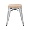 Bolero Niski taboret barowy z drewnianym siedziskiem 450 mm, Bolero Bistro GM634, szary (4 szt.)