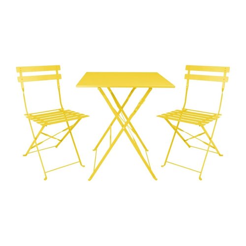 Bolero Składany stolik kawiarniany kwadratowy 600x600x(h)710 mm, Bolero Perth HZ368, żółty