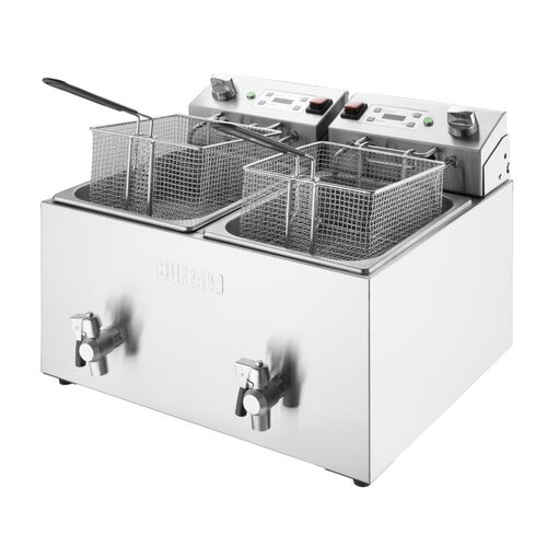 Buffalo Frytownica elektryczna 2-komorowa nastawna 16L, 5.8kW, Buffalo CU621, 240V z kranem spustowym Buffalo Frytownica elektryczna 2-komorowa nastawna 16L, 5.8kW, Buffalo CU621, 240V z kranem spustowym