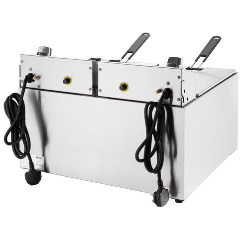 Buffalo Frytownica elektryczna 2-komorowa nastawna 16L, 5.8kW, Buffalo CU621, 240V z kranem spustowym Buffalo Frytownica elektryczna 2-komorowa nastawna 16L, 5.8kW, Buffalo CU621, 240V z kranem spustowym