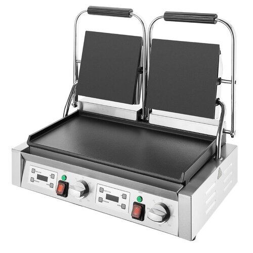 Buffalo Grill kontaktowy podwójny żeliwny, gładki, 3.6kW, 240V, 300°C, Buffalo CU610 Buffalo Grill kontaktowy podwójny żeliwny, gładki, 3.6kW, 240V, 300°C, Buffalo CU610