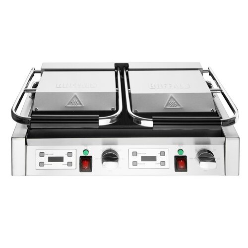 Buffalo Grill kontaktowy podwójny żeliwny, gładki, 3.6kW, 240V, 300°C, Buffalo CU610 Buffalo Grill kontaktowy podwójny żeliwny, gładki, 3.6kW, 240V, 300°C, Buffalo CU610
