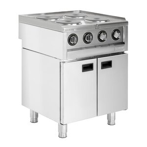 Buffalo Kuchenka indukcyjna z 4 polami grzewczymi na podstawie szafkowej 7kW, do 450°C, 400V, Buffalo SA801 Buffalo Kuchenka indukcyjna z 4 polami grzewczymi na podstawie szafkowej 7kW, do 450°C, 400V, Buffalo SA801