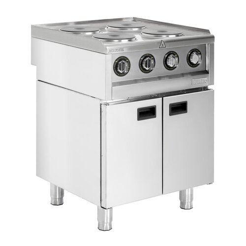 Buffalo Kuchenka indukcyjna z 4 polami grzewczymi na podstawie szafkowej 7kW, do 450°C, 400V, Buffalo SA801 Buffalo Kuchenka indukcyjna z 4 polami grzewczymi na podstawie szafkowej 7kW, do 450°C, 400V, Buffalo SA801