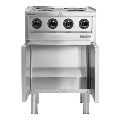 Buffalo Kuchenka indukcyjna z 4 polami grzewczymi na podstawie szafkowej 7kW, do 450°C, 400V, Buffalo SA801 Buffalo Kuchenka indukcyjna z 4 polami grzewczymi na podstawie szafkowej 7kW, do 450°C, 400V, Buffalo SA801