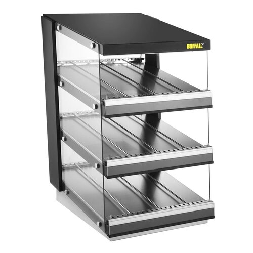 Buffalo Nablatowa witryna grzewcza 30 do 90°C, 1.5kW, z prostą szybą Buffalo HW926, 739x600x(h)947 mm