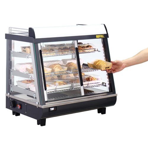 Buffalo Nablatowa witryna grzewcza 96L, 30 do 90°C, 1kW, z szybą skośną Buffalo HW927, 484x574x(h)662 mm Buffalo Nablatowa witryna grzewcza 96L, 30 do 90°C, 1kW, z szybą skośną Buffalo HW927, 484x574x(h)662 mm