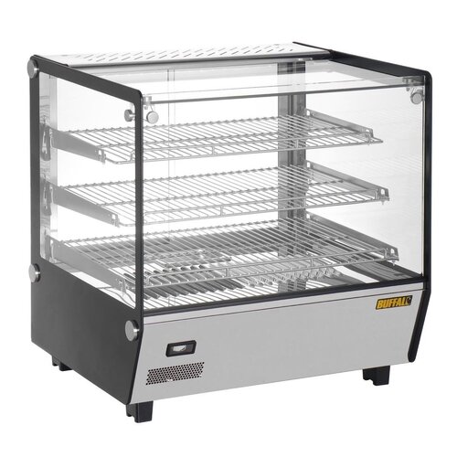 Buffalo Nablatowa witryna grzewcza 120L, 30 do 90°C, 1.1kW, z prostą szybą Buffalo HW923, 568x678x(h)686 mm