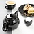 Olympia Dzbanek do herbaty 450 ml, Olympia Café HX799, porcelana, czarny (2 szt.)