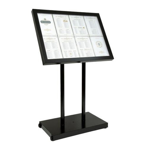 Securit Stojak na menu 8x A4 z podświetleniem LED 90x780x(h)970 mm, Securit CU934, czarny