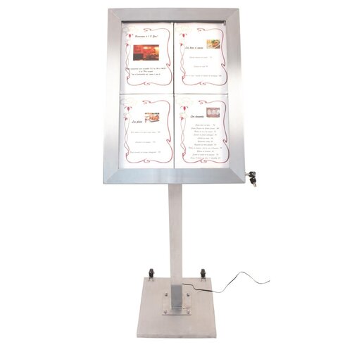 Securit Stojak na menu 4x A4 z podświetleniem LED Securit DP704, srebrny