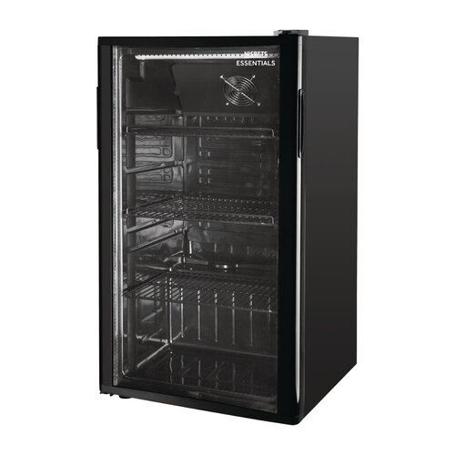 Nisbets Essentials Chłodziarka barowa z drzwiami uchylnymi 92L, 0 do 10°C, Nisbets Essentials DB303, czarna Nisbets Essentials Chłodziarka barowa z drzwiami uchylnymi 92L, 0 do 10°C, Nisbets Essentials DB303, czarna