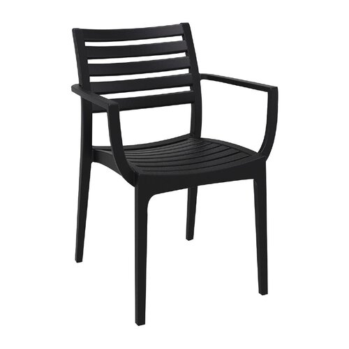 Siesta Krzesło z podłokietnikami 820 mm, do użytku zewnętrznego i wewnętrznego, Siesta FS445, czarne (2 szt.)