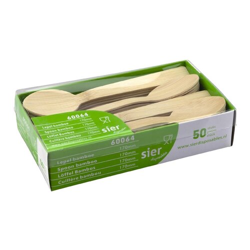 Sier Disposables Łyżka bambusowa 170 mm, Sier Disposables HZ712 (50 szt.) Sier Disposables Łyżka bambusowa 170 mm, Sier Disposables HZ712 (50 szt.)