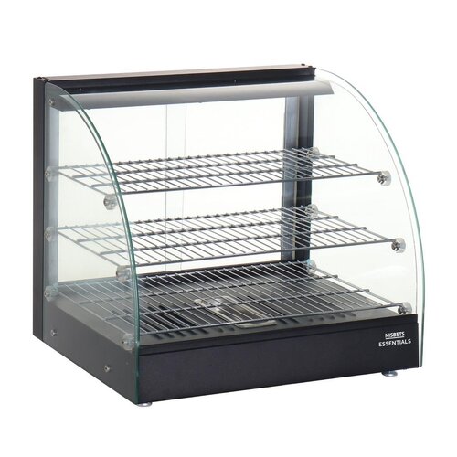 Nisbets Essentials Nablatowa witryna grzewcza 82L, 30 do 90°C, 800W, z szybą giętą Nisbets Essentials HW929, 458x554x(h)500 mm