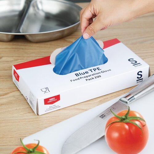 Nisbets Essentials Rękawiczki jednorazowe, bezpudrowe rozmiar S, FC488-S Nisbets Essentials, niebieskie (200 szt.) Nisbets Essentials Rękawiczki jednorazowe, bezpudrowe rozmiar S, FC488-S Nisbets Essentials, niebieskie (200 szt.)