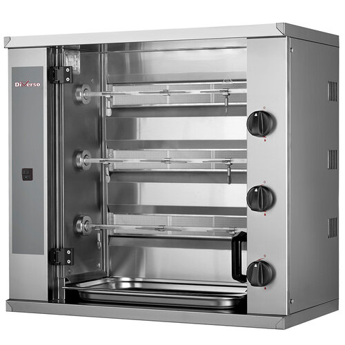 Diverso Gas rotisserie with 3 grates for 9 chickens, 12 kW, 230V, 800x400x(h)735 mm, Diverso WR-RVGS-G3 Diverso Gas rotisserie with 3 grates for 9 chickens, 12 kW, 230V, 800x400x(h)735 mm, Diverso WR-RVGS-G3