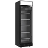 Diverso Ventilated glass refrigerated cabinet 382L, 1 to 9°C, black with illuminated panel