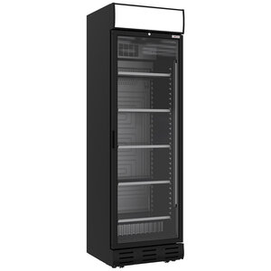 Diverso Ventilated glass refrigerated cabinet 382L, 1 to 9°C, black with illuminated panel Diverso Ventilated glass refrigerated cabinet 382L, 1 to 9°C, black with illuminated panel