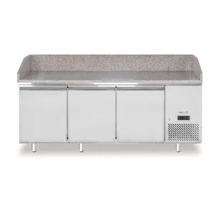 Arktic 3-door pizza table with granite top 375L, from -2 to 8°C, cooling unit on the right side