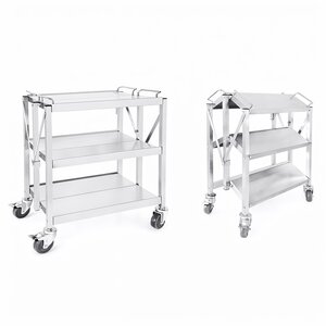 INOXI Wózek kelnerski 3-poziomowy, ze stali nierdzewnej INOXI, 635x400x(h)960mm, składany INOXI Wózek kelnerski 3-poziomowy, ze stali nierdzewnej INOXI, 635x400x(h)960mm, składany