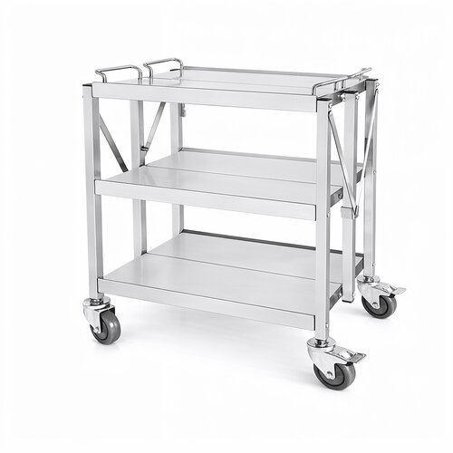 INOXI Wózek kelnerski 3-poziomowy, ze stali nierdzewnej INOXI, 635x400x(h)960mm, składany INOXI Wózek kelnerski 3-poziomowy, ze stali nierdzewnej INOXI, 635x400x(h)960mm, składany