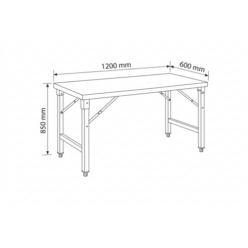 INOXI Stół składany ze stali nierdzewnej INOXI 1200x600x(h)850 mm INOXI Stół składany ze stali nierdzewnej INOXI 1200x600x(h)850 mm