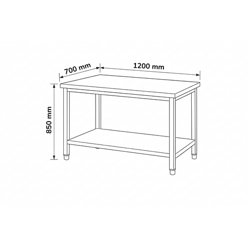 INOXI Stół centralny z półką INOXI 1200x700x(h)850mm, skręcany INOXI Stół centralny z półką INOXI 1200x700x(h)850mm, skręcany