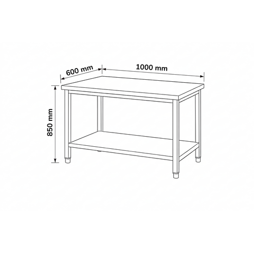 INOXI Stół centralny z półką INOXI 1000x600x(h)850mm, skręcany