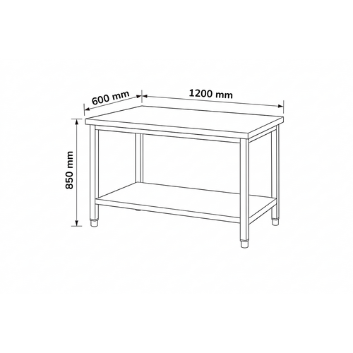 INOXI Stół centralny z półką INOXI 1200x600x(h)850mm, skręcany INOXI Stół centralny z półką INOXI 1200x600x(h)850mm, skręcany