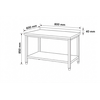 INOXI Stół przyścienny z półką INOXI 800x600x(h)850mm, skręcany