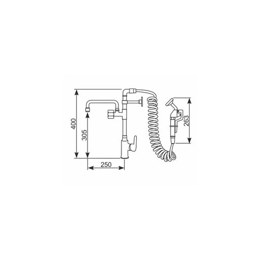 XXLselect Bateria zlewozmywakowa stojąca jednouchwytowa ze spryskiwaczem, wylewką, mieszaczem i wężem ciśnieniowym