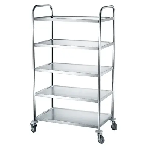 XXLselect Stainless Steel 5 Tier Service Trolley 1560 x 910 x 590 mm XXLselect Stainless Steel 5 Tier Service Trolley 1560 x 910 x 590 mm