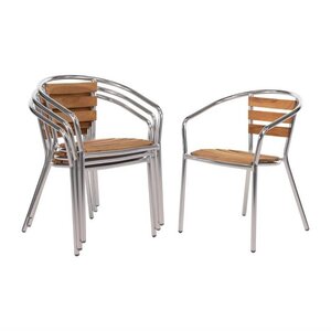Bolero OUTLET - Krzesło aluminiowe sztaplowane, brązowe, do użytku zewnętrznego (1 szt.)